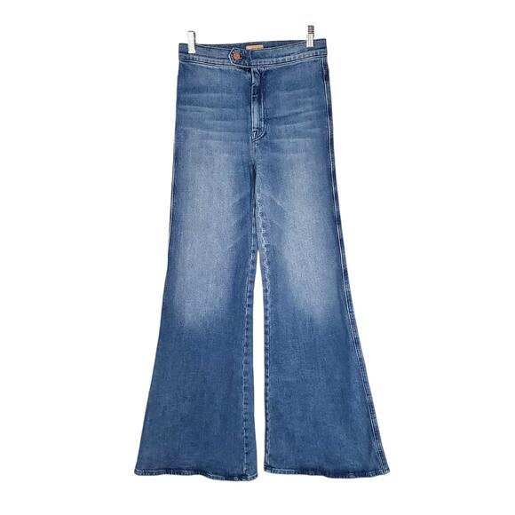Mother The Tab Roller Skimp Wide Leg Jeans From Out Of Town Blue USA Size 24 - Picture 4 of 13